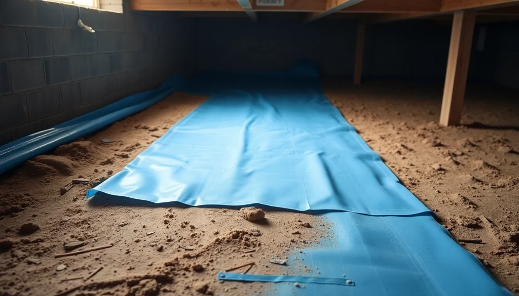 Vapor Barrier Installation showcasing a professional setup in a crawl space.