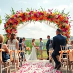 Beautiful wedding photography capturing a couple exchanging vows in an outdoor ceremony.
