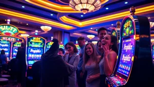 Players enjoying the thrill of slot pragmatic machines in a luxurious casino setting.