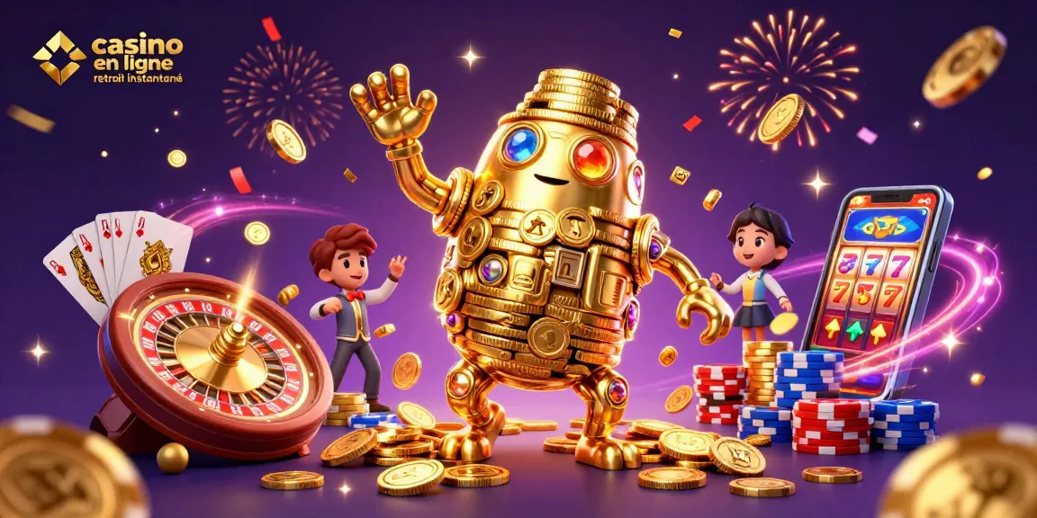 Plongez dans l'univers du casino en ligne retrait instantané avec une illustration dynamique captivante.